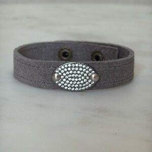 Crystal pave leather bracelet in grey